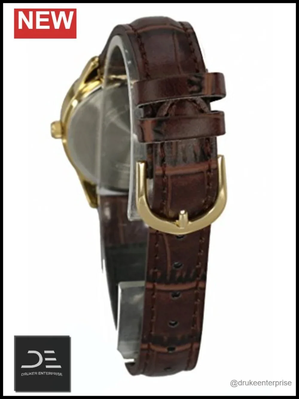 Analog Quartz Wrist Watch with Genuine Leather Band, Stainless Steel Case,